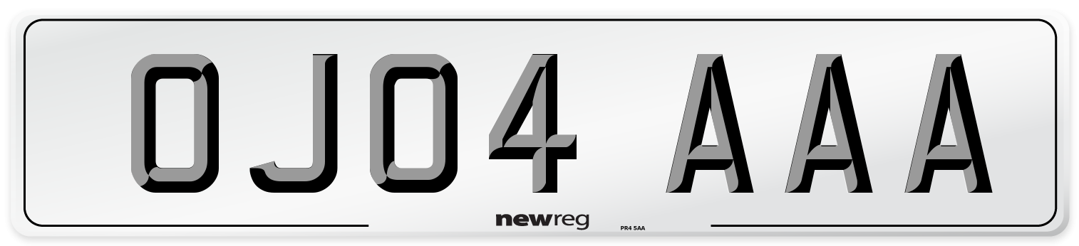 OJ04 AAA Number Plate from New Reg